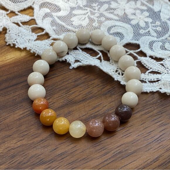 Hand Crafted Jewelry - Aventurine ombre bracelet with bone jasper 6” small wrist size